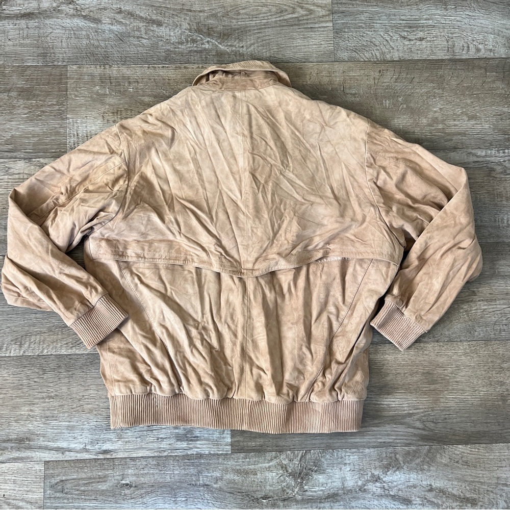 LaMarque Caden Suede Oversized Bomber Jacket Goatskin in “Sand” Tan - Picture 12 of 12